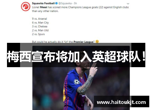 梅西宣布将加入英超球队！